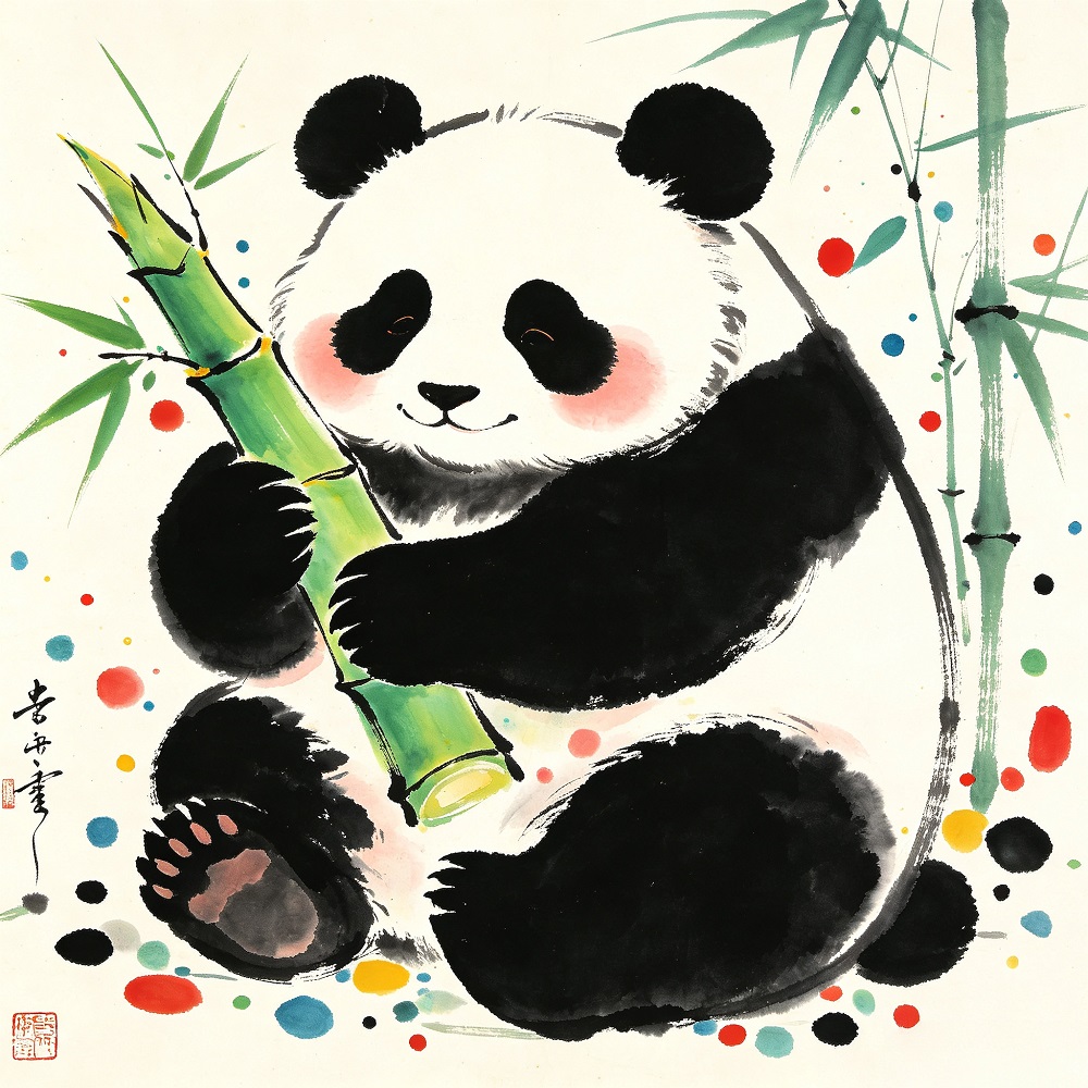 Chinese Style Ink Wash Canvas Wall Art, 40×40cm Kids Square Decor Print