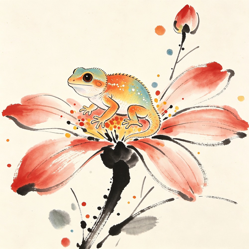 Chinese Style Ink Wash Canvas Wall Art, 40×40cm Kids Square Decor Print
