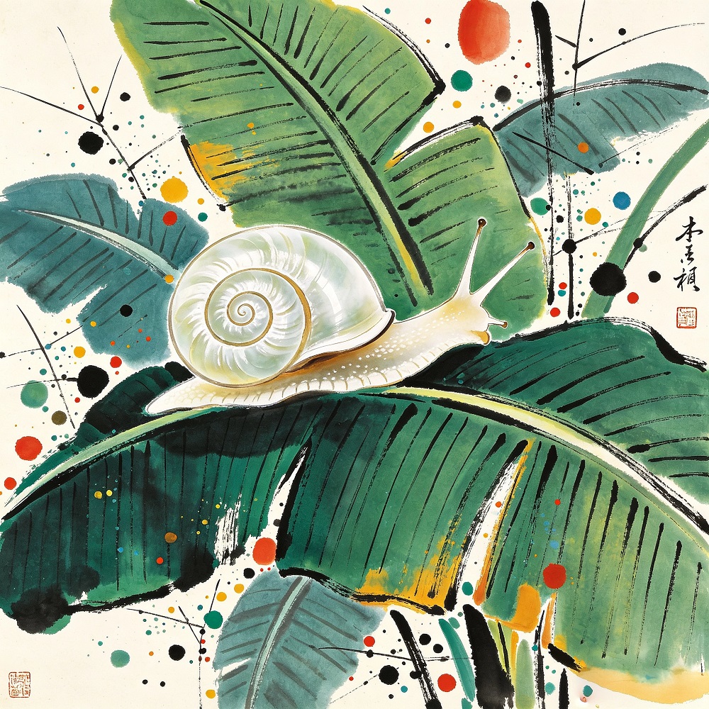Chinese Style Ink Wash Canvas Wall Art, 40×40cm Kids Square Decor Print