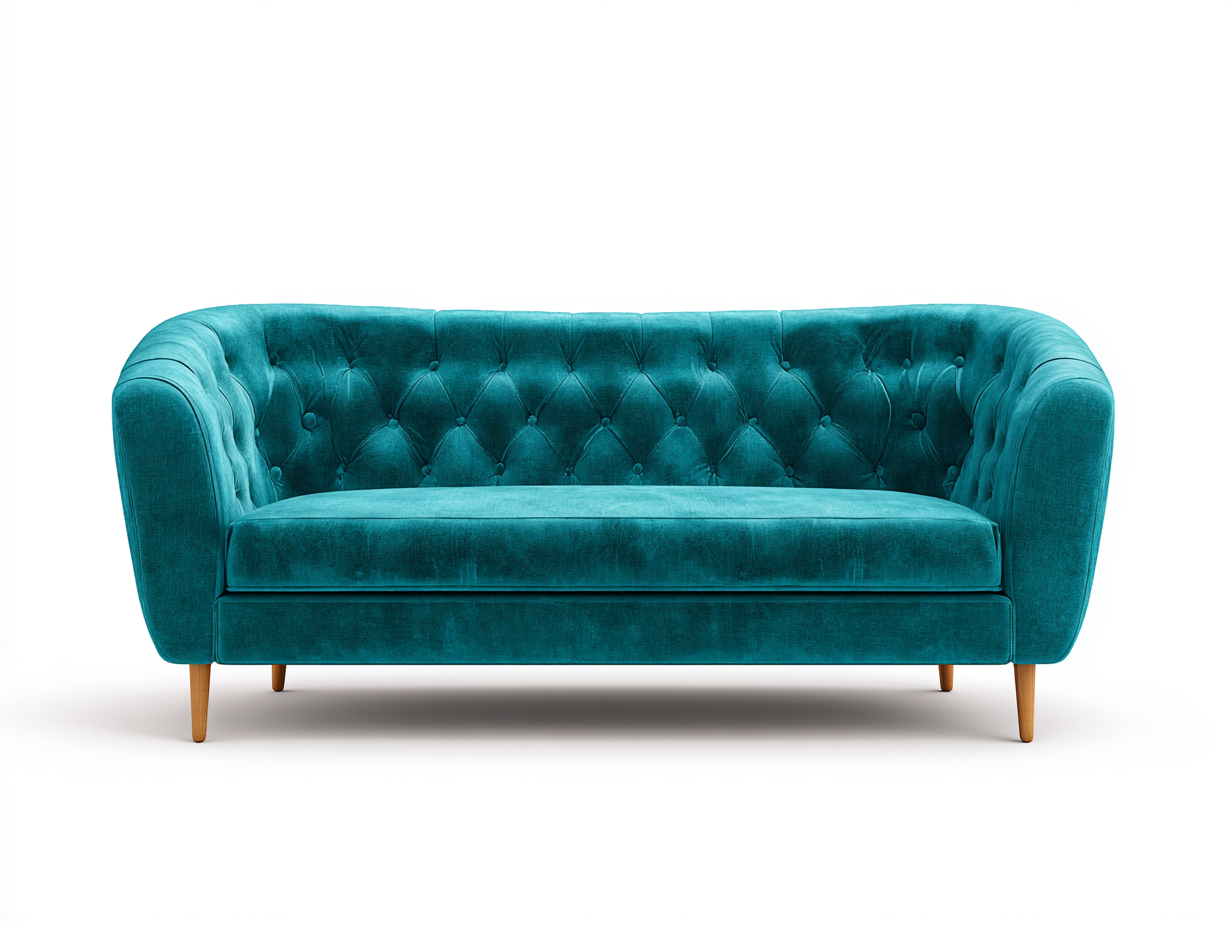 Divano a 3 posti in velluto 224x90x80 cm - verde petrolio - stile Chesterfield moderno - adatto per soggiorno-Zivazihaus