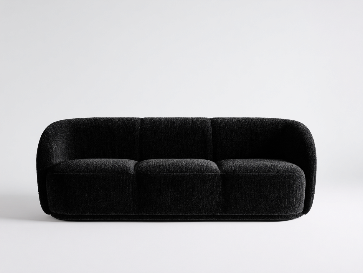 Divano a 3 posti in tessuto 228x90x77 cm - nero - stile moderno morbido - adatto per soggiorno-Zivazihaus