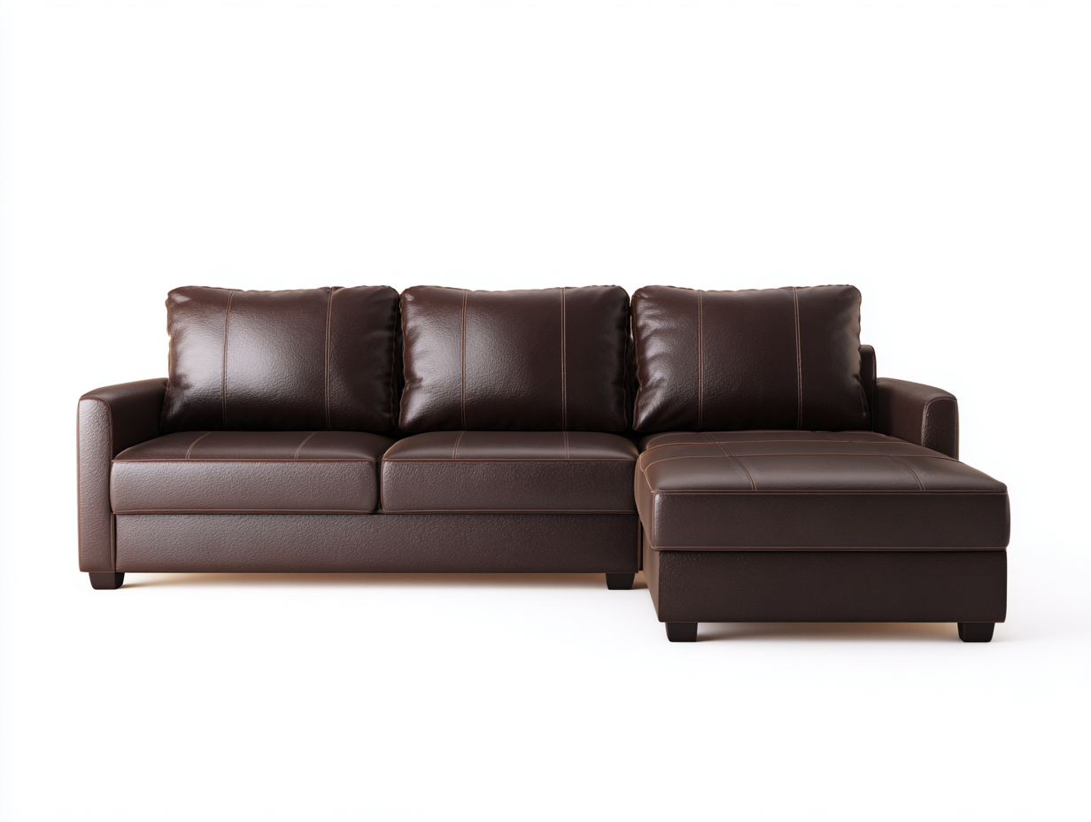 Divano angolare in similpelle 282x162x85 cm - marrone cioccolato - stile moderno classico - adatto per soggiorno-Zivazihaus