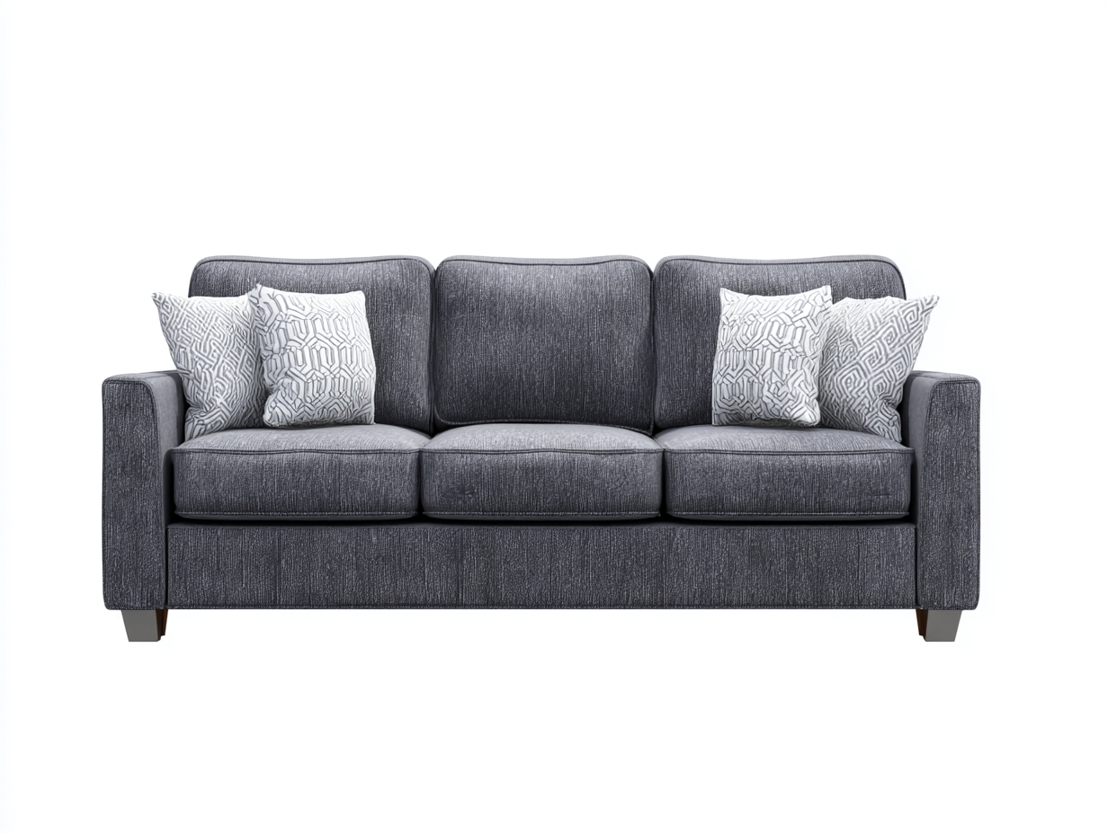 Divano a 3 posti in tessuto imbottito 218x92x86 cm - grigio scuro - stile moderno per soggiorno-Zivazihaus