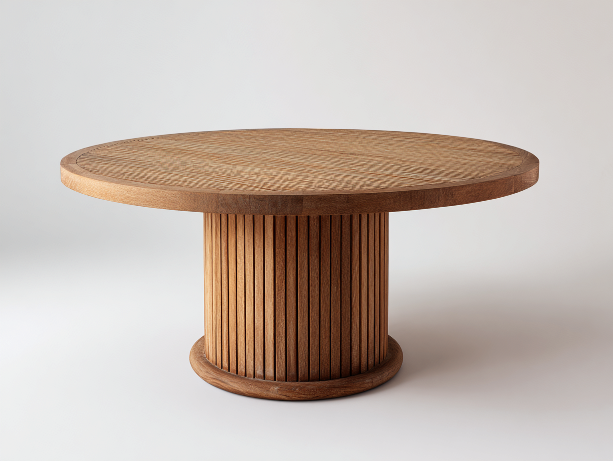 Tavolo da giardino in legno 135x135x74 cm - teak chiaro - stile contemporaneo naturale con base scanalata-Zivazihaus