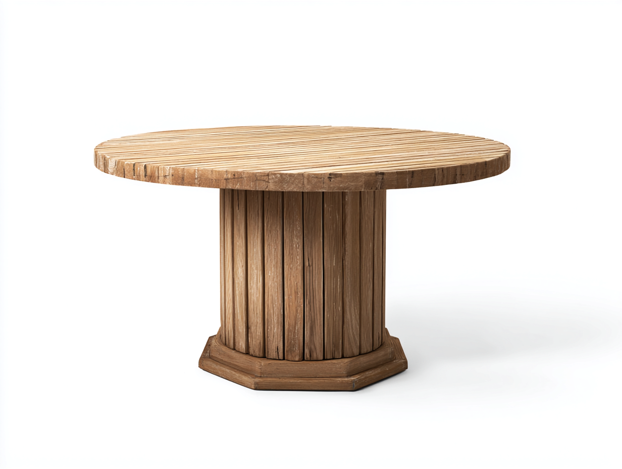 Tavolo da giardino rotondo in legno naturale 120x120x76 cm - marrone chiaro-naturale - per giardino e terrazza - stile rustico moderno-Zivazihaus