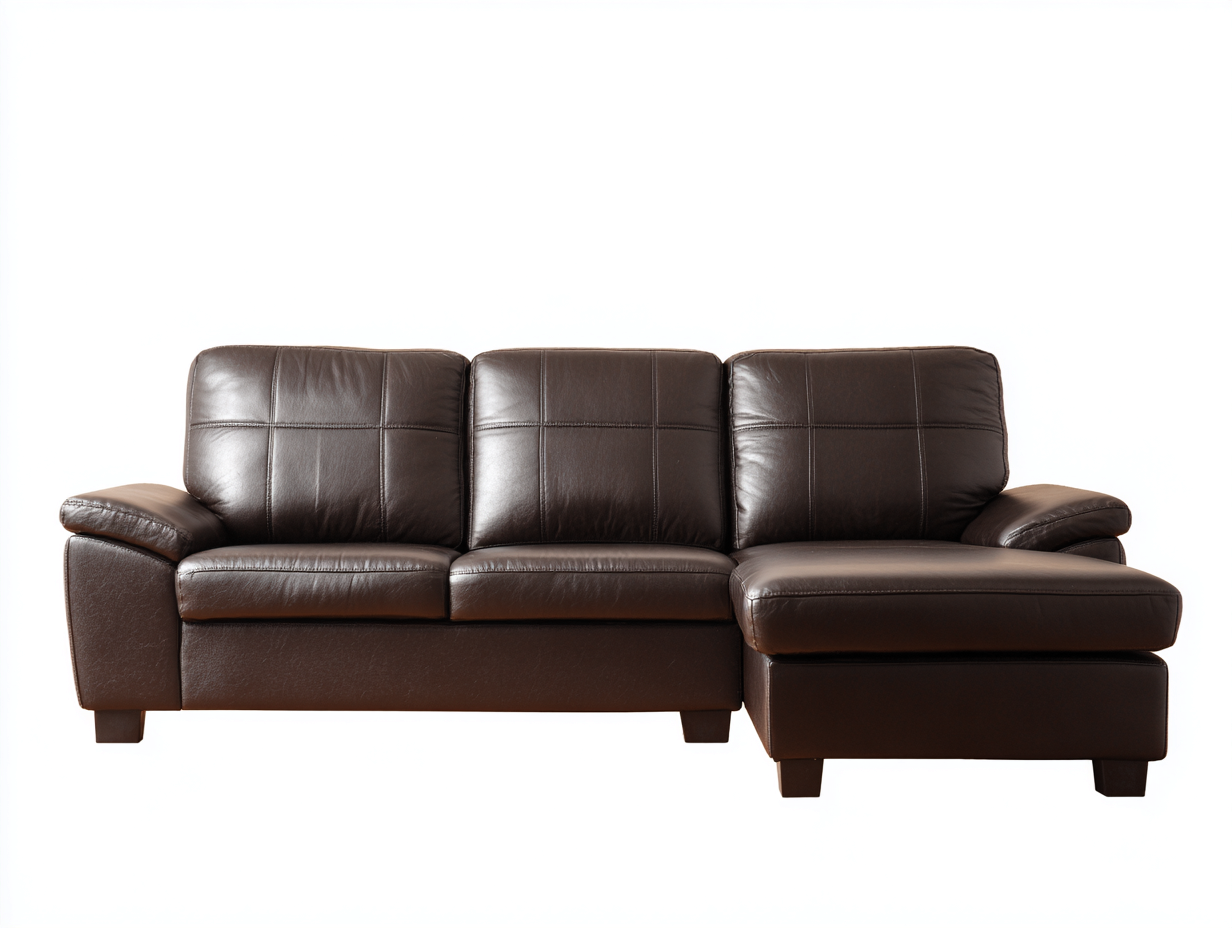 Divano angolare in pelle vera imbottito 258x162x87 cm - marrone scuro - stile moderno per soggiorno-Zivazihaus