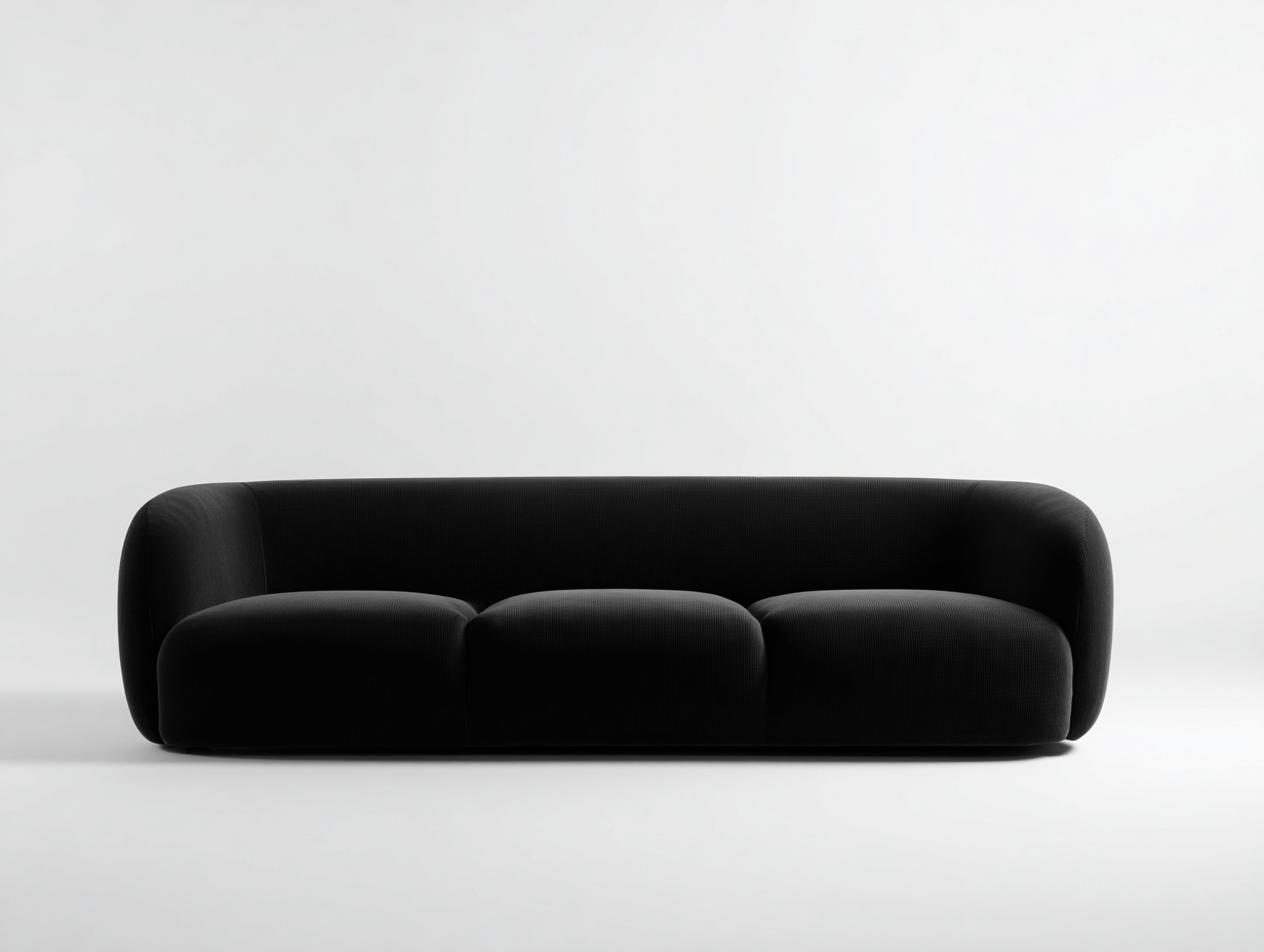 Divano a 3 posti in velluto imbottito 228x96x68 cm - nero - stile moderno per soggiorno-Zivazihaus