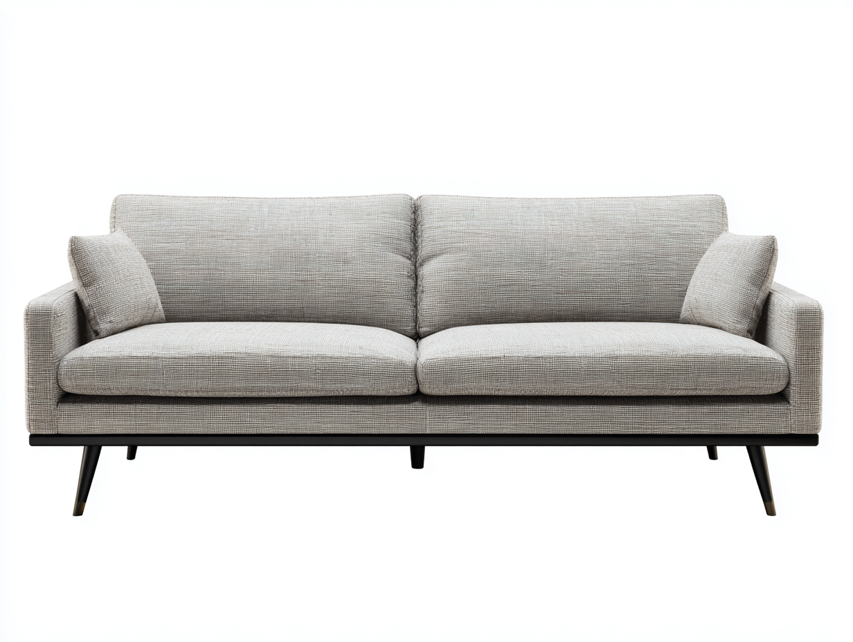 Divano a 3 posti in tessuto imbottito 236x94x82 cm - grigio chiaro - stile moderno per soggiorno-Zivazihaus