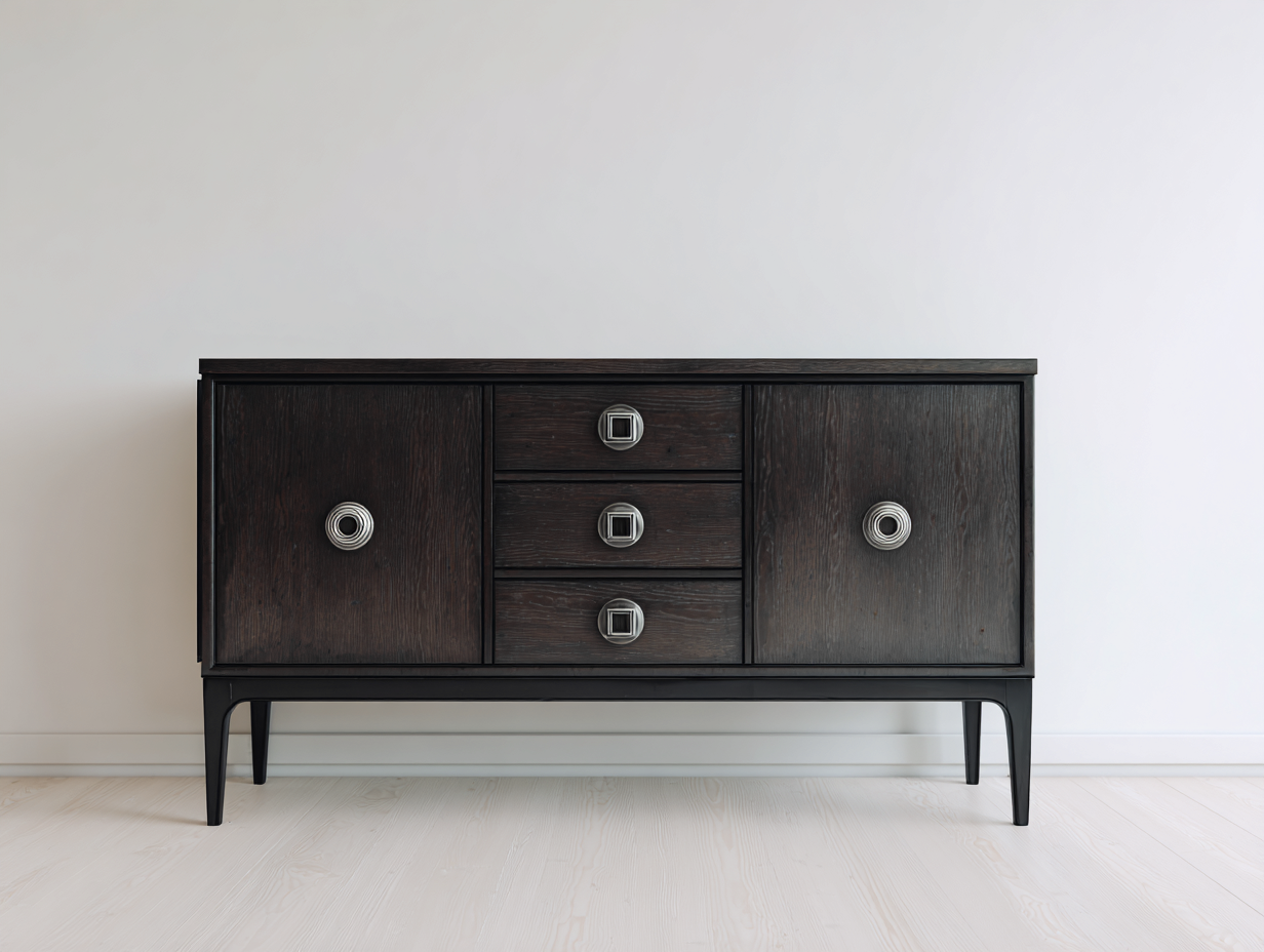 Mobile ingresso in MDF 146x42x79 cm - marrone scuro nero e argento - adatto per ingresso - con 2 ante e 3 cassetti - stile moderno classico-Zivazihaus