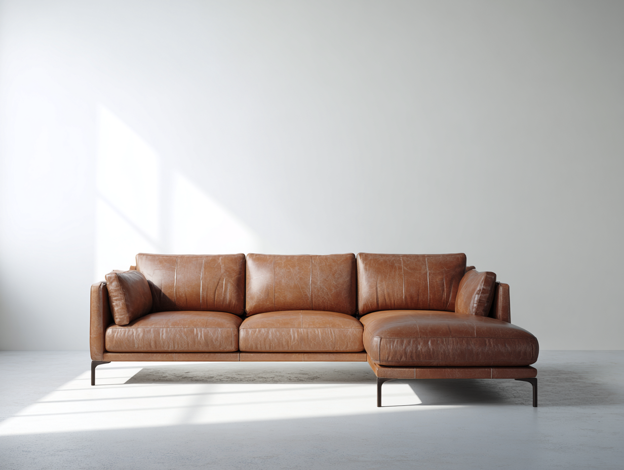 Divano angolare in vera pelle 292x168x83 cm - marrone cognac - stile moderno elegante - adatto per soggiorno-Zivazihaus