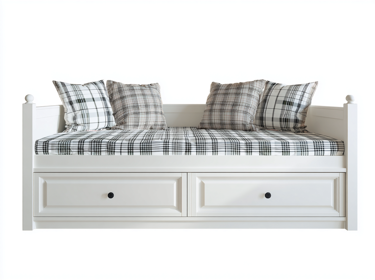 Divano letto in legno 212x95x83 cm - bianco - stile classico contemporaneo - con due cassetti - adatto per camera da letto-Zalaaloft