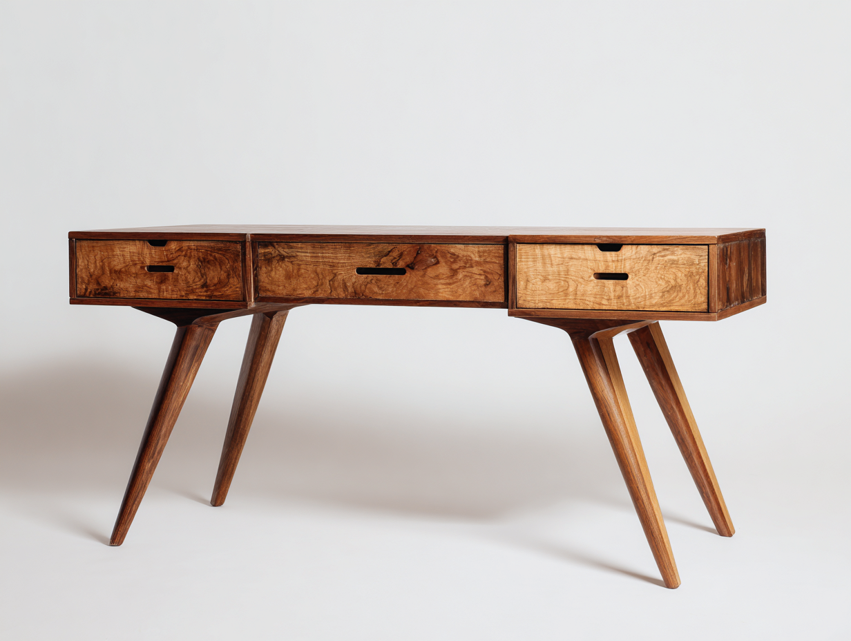 Scrivania in legno 140x52x74 cm - marrone - stile moderno nordico - con tre cassetti - adatta per ufficio-Zalaaloft