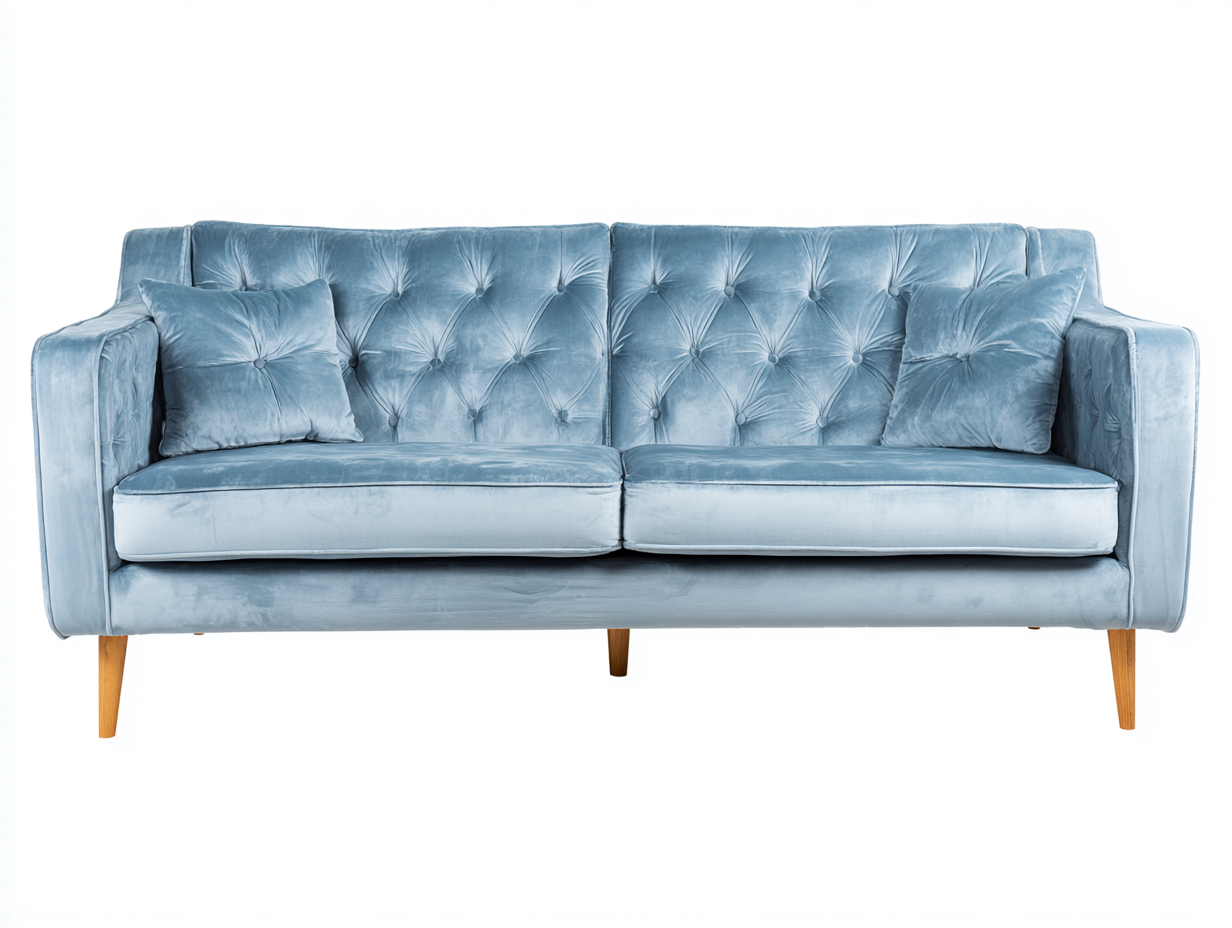 Divano a due posti in velluto 194 x 92 x 76 cm - azzurro chiaro - per soggiorno moderno-Sacorvaabode