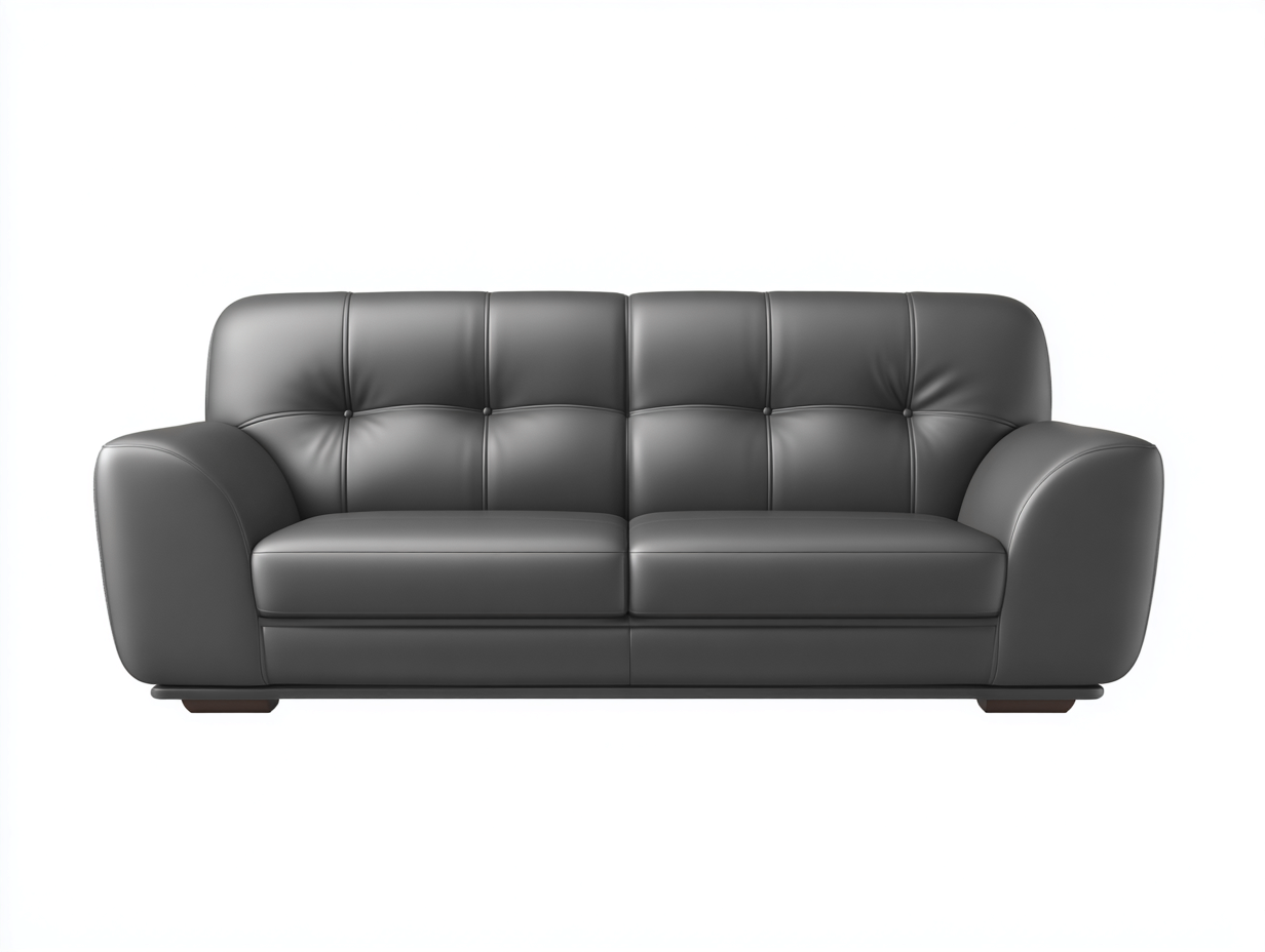 Divano a due posti in pelle 198x91x77 cm - grigio nero - Adatto per soggiorno stile moderno-Sacorvaabode