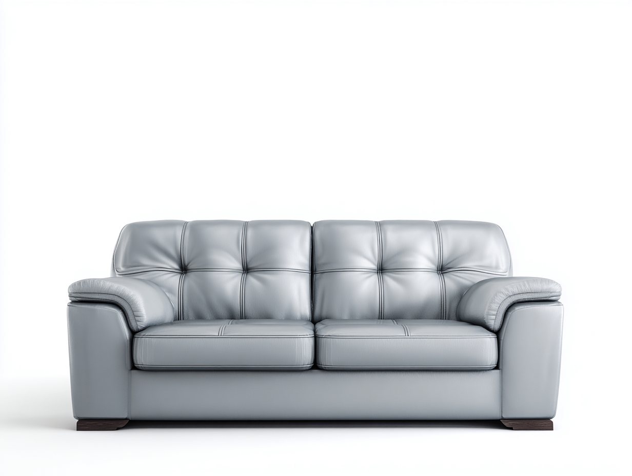 Divano a due posti in pelle 200x90x78 cm - grigio chiaro - Adatto per soggiorno stile moderno-Sacorvaabode