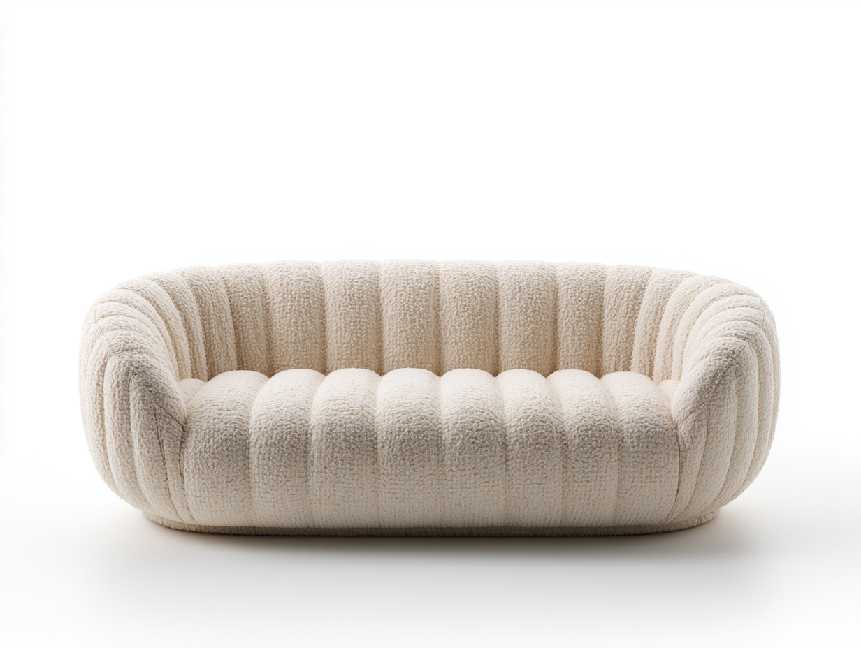 Divano a due posti in tessuto bouclé 205 x 96 x 74 cm - beige - per soggiorno moderno-Sacorvaabode