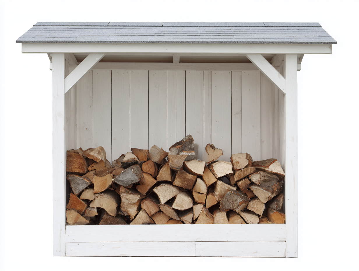 Portalegna in legno con tetto inclinato 152x64x142 cm - bianco-grigio - adatto per giardino e terrazza - design coperto da esterno-Zirasohome