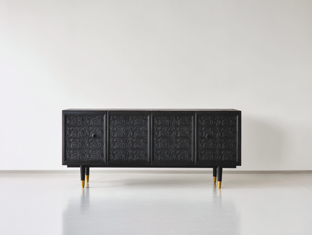 Mobile ingresso in legno nero inciso 176x44x84 cm - adatto per ingresso - design contemporaneo elegante-Zirasohome