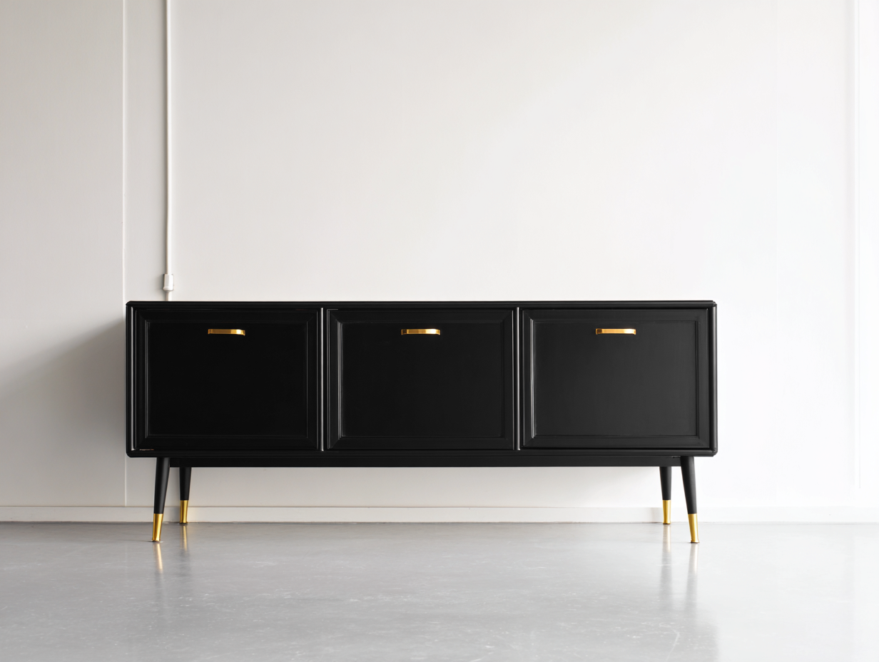 Mobile ingresso in legno nero con dettagli dorati 180x44x80 cm - adatto per ingresso - design moderno elegante-Zirasohome