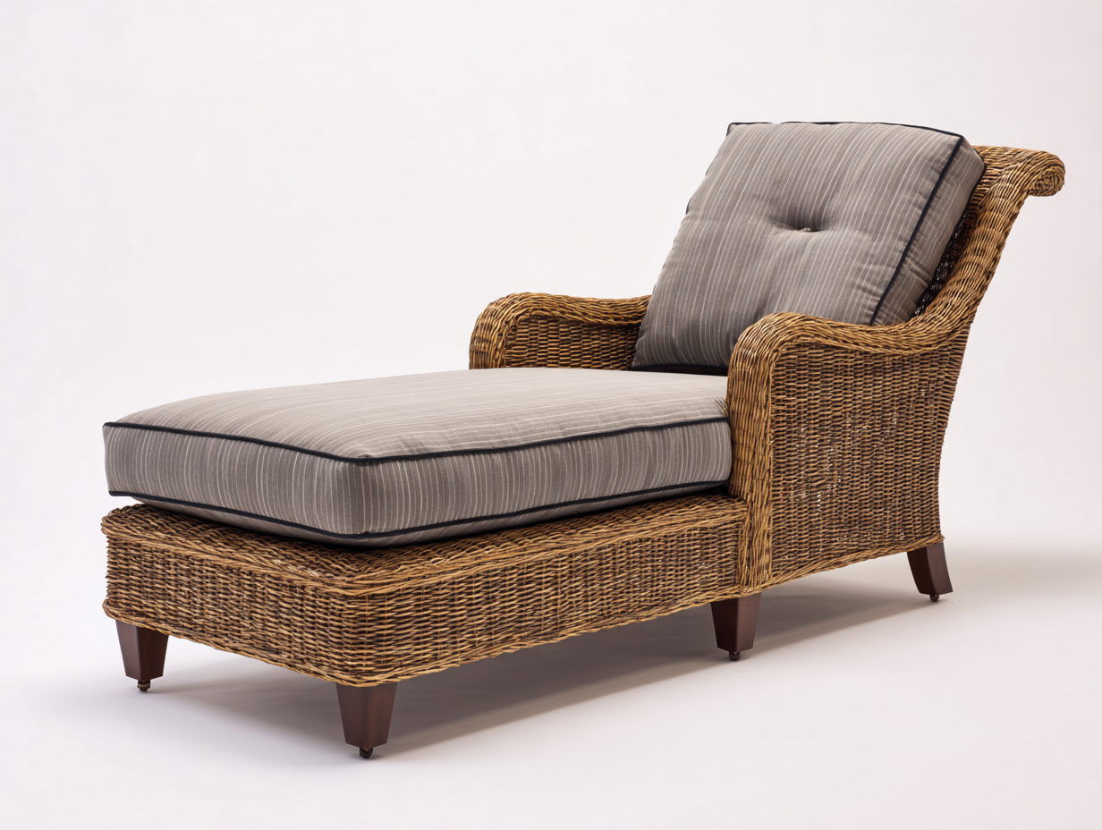 Lettino prendisole in rattan intrecciato 187x81x80 cm - marrone naturale-grigio tortora - adatto per giardino e terrazza - design intrecciato classico-Zirasohome