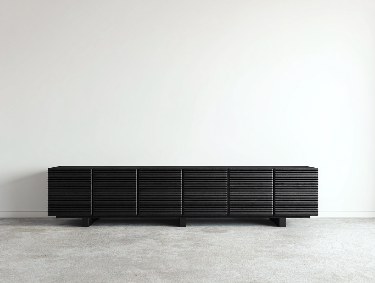 Mobile ingresso basso in legno nero rigato 228x42x66 cm - adatto per ingresso - design moderno minimal-Zirasohome