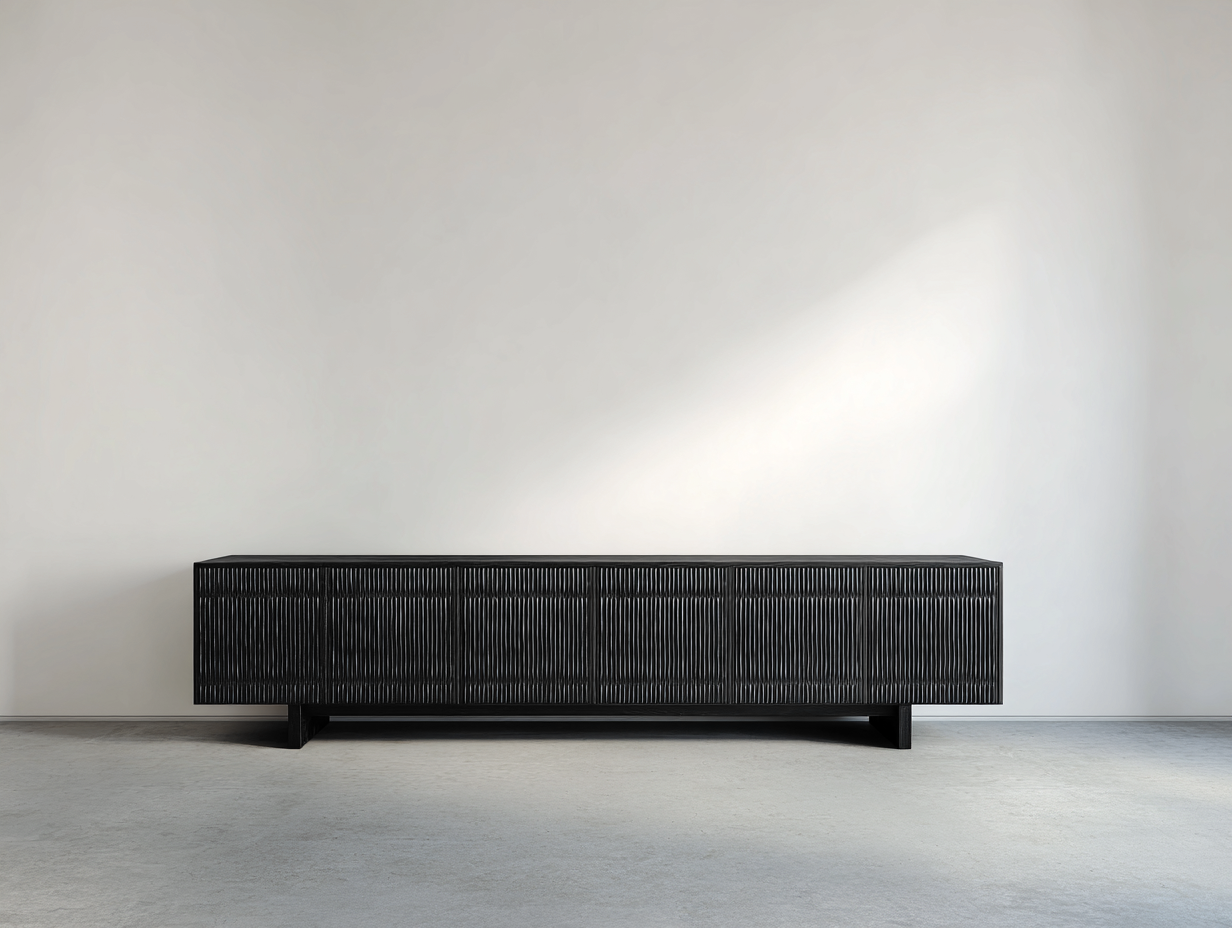 Mobile ingresso basso in legno nero 220x40x68 cm - adatto per ingresso - design contemporaneo minimal-Zirasohome