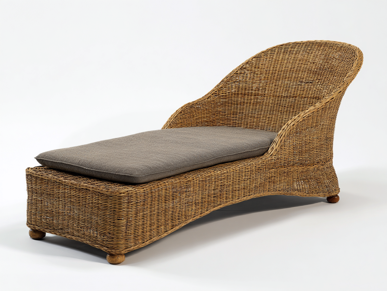 Lettino prendisole in rattan intrecciato 184x80x79 cm - marrone naturale-grigio tortora - adatto per giardino e terrazza - design intrecciato classico-Zirasohome