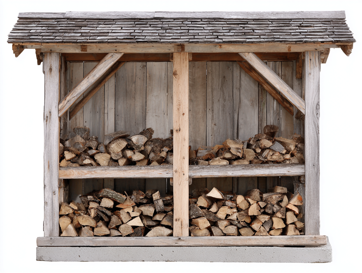 Portalegna in legno naturale chiaro e marrone rustico 178x64x172 cm - per giardino - struttura coperta a doppio ripiano-Zirasohome