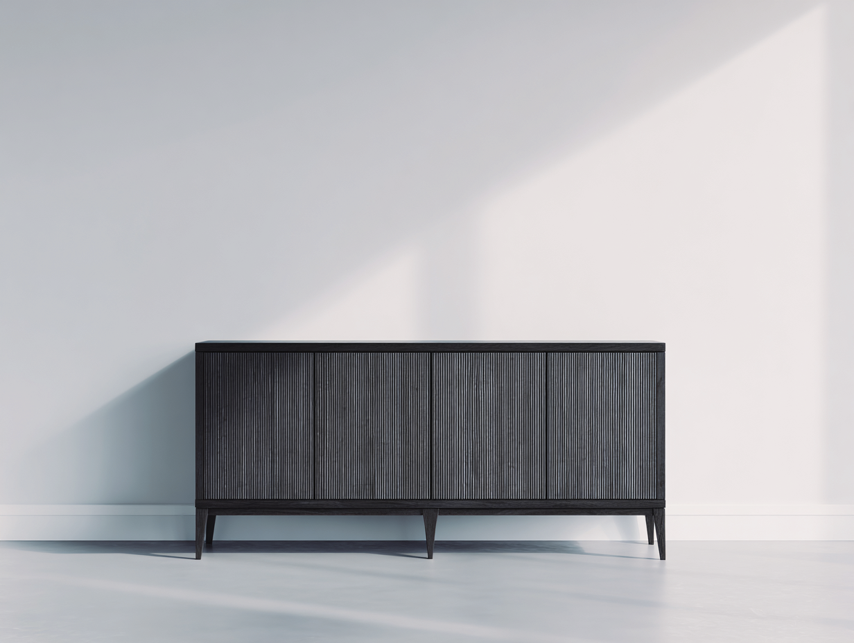 Mobile ingresso in legno nero rigato 172x43x84 cm - adatto per ingresso - design contemporaneo minimal-Zirasohome