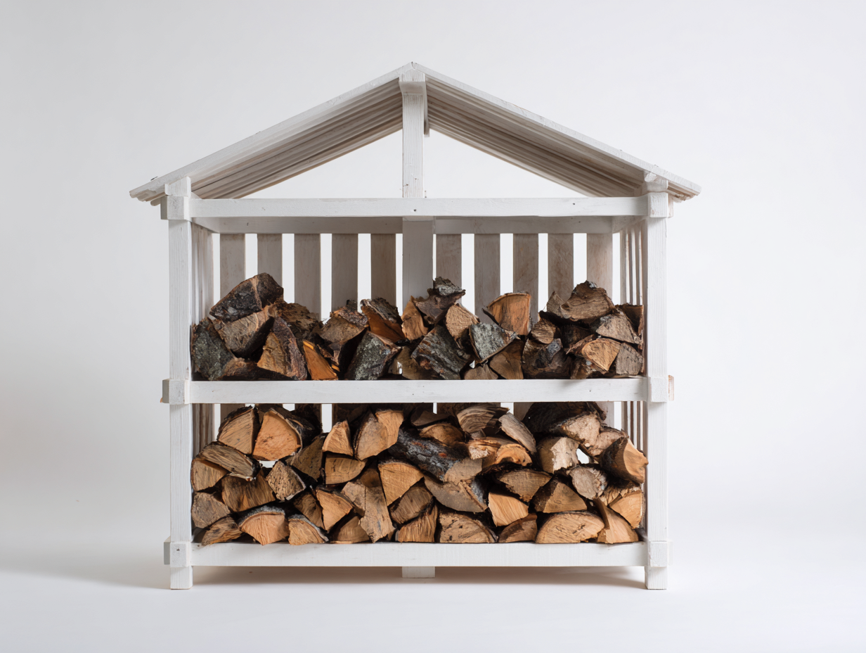 Portalegna - legno - 126x45x116 cm - bianco opaco - stile rustico da esterno-Lonorycorner