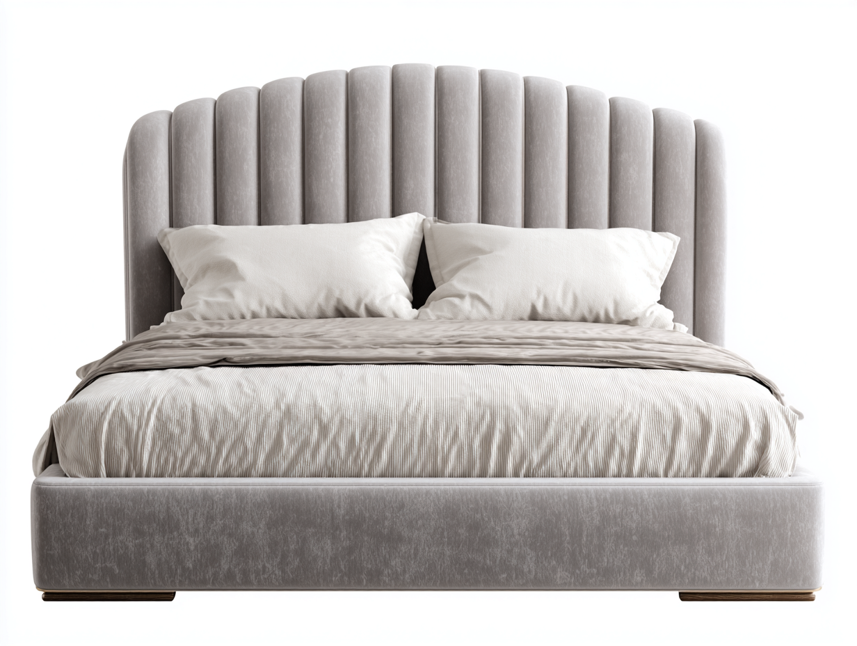 Letto matrimoniale - velluto-legno - 224x194x125 cm - grigio - elegante imbottito-Lonorycorner