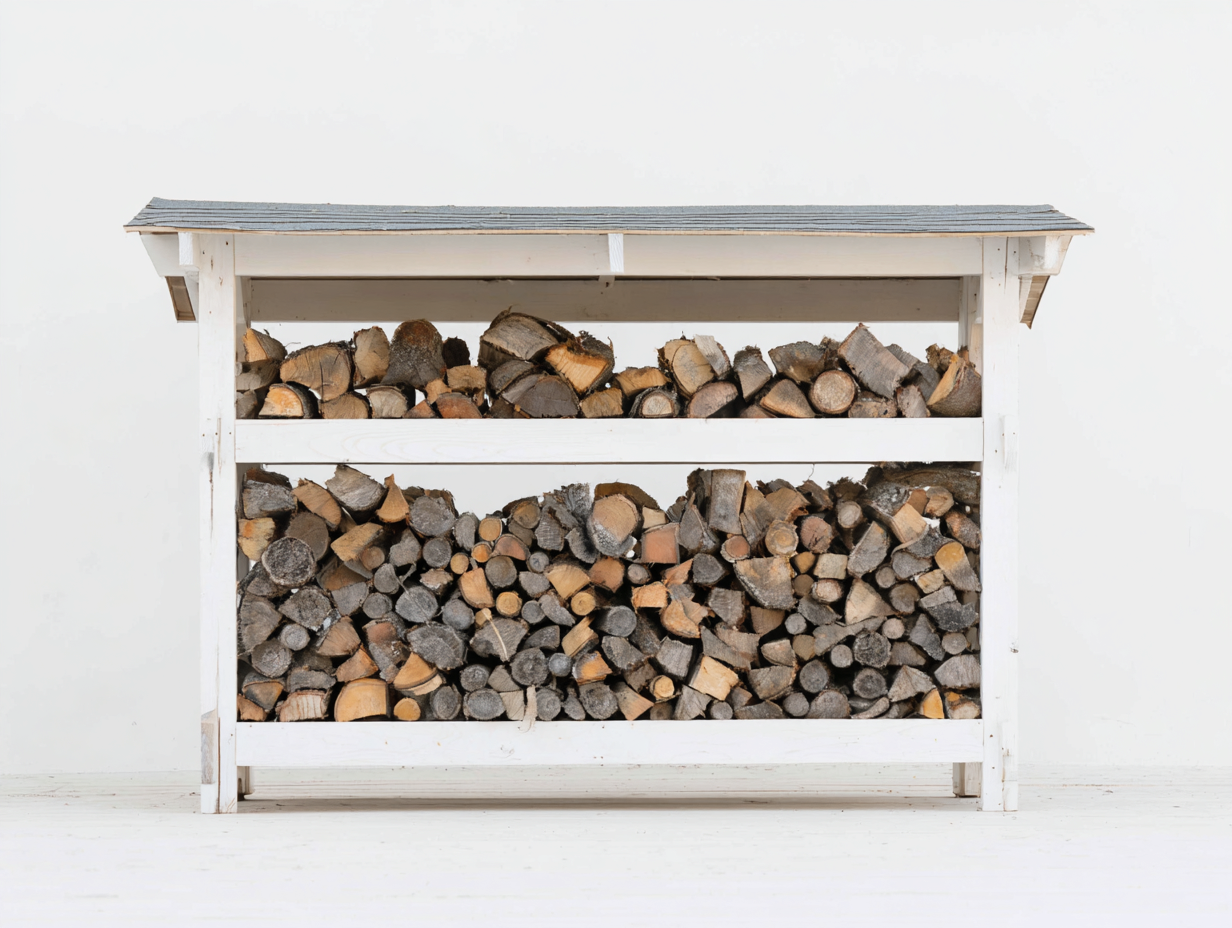 Portalegna - legno - 142x42x96 cm - bianco-grigio ardesia - stile lineare-Lonorycorner