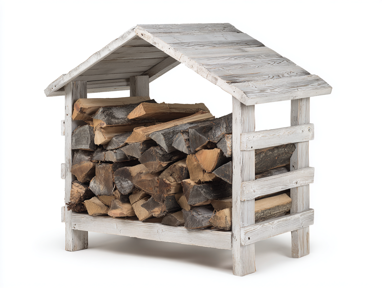 Portalegna - legno - 115x42x98 cm - bianco decapato - stile rustico-Lonorycorner