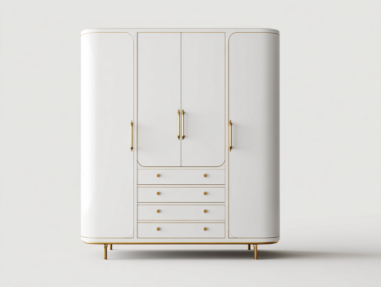 Armadio - legno ingegnerizzato-metallo - 182x56x192 cm - bianco-oro - moderno-Lonorycorner