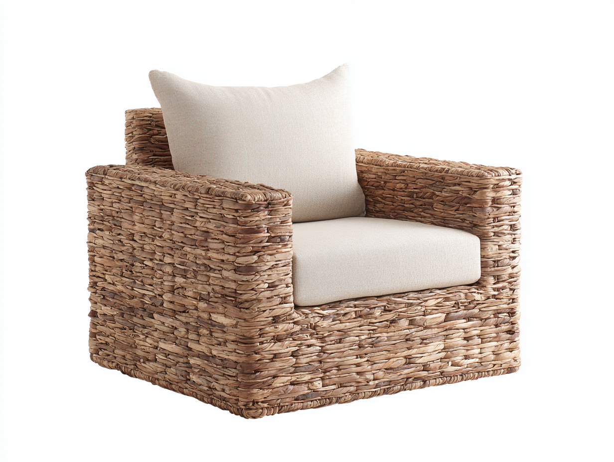 Poltrona da giardino - vimini-tessuto - 100x86x75 cm - marrone chiaro-crema - stile rustico moderno-Lonorycorner