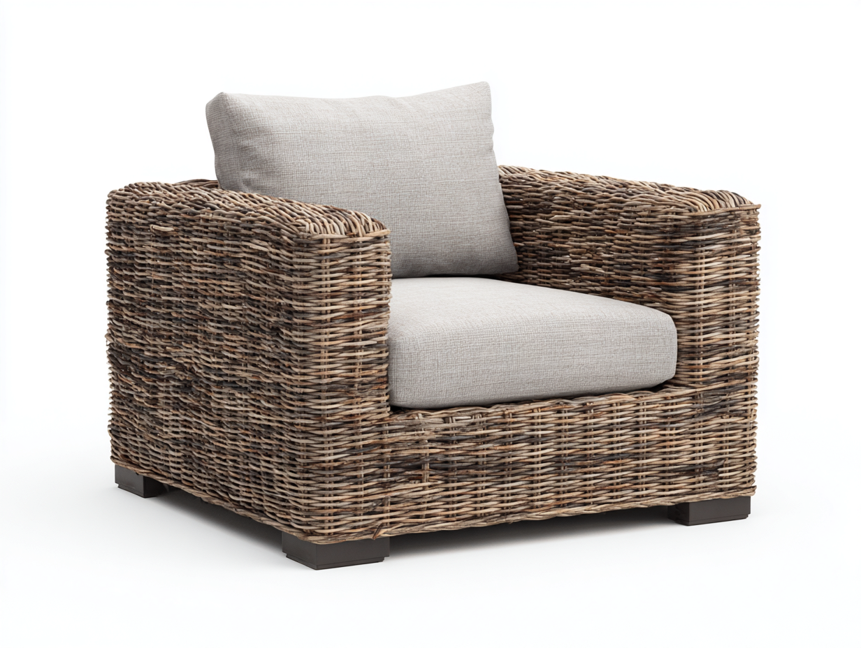 Poltrona da giardino - rattan sintetico-tessuto - 95x88x74 cm - grigio tortora-beige chiaro - stile moderno rustico-Lonorycorner