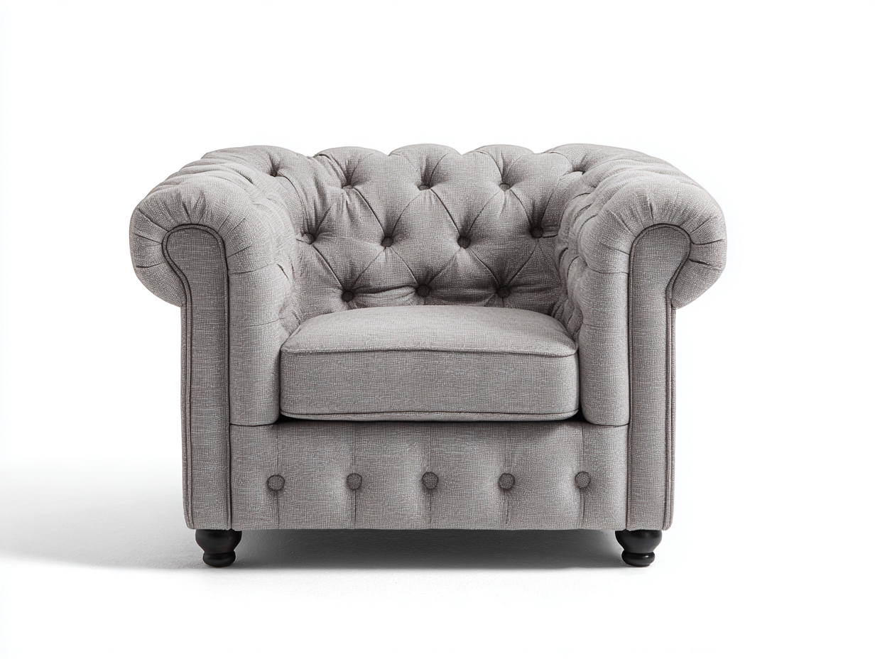 Poltrona - tessuto-legno - 104 x 93 x 76 cm - grigio - stile chesterfield classico-Mazosonest