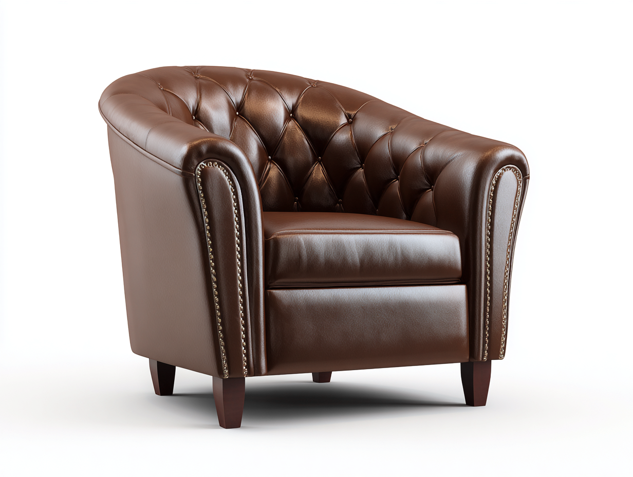 Poltrona - pelle sintetica-legno - 96 x 84 x 78 cm - marrone - stile Chesterfield-Mazosonest