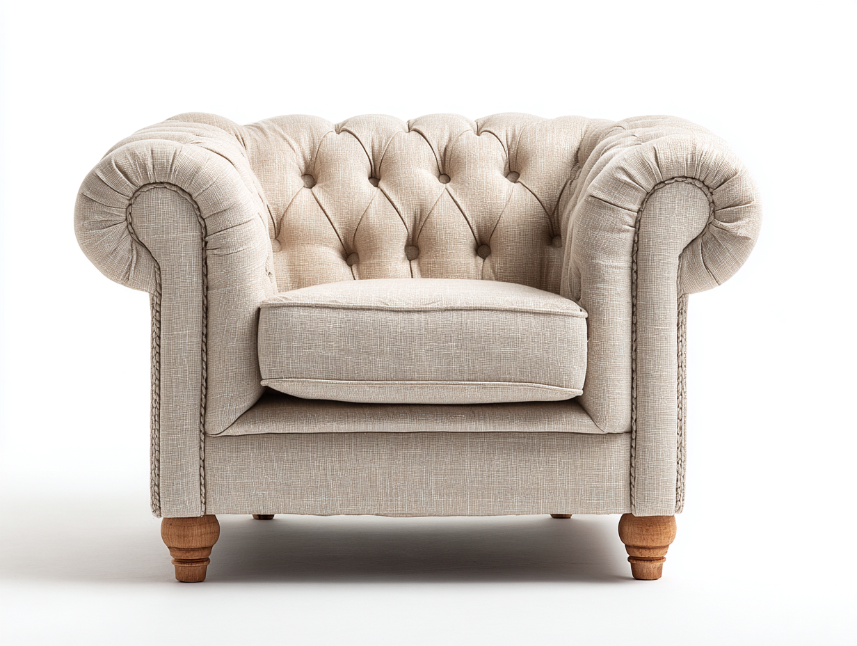 Poltrona - tessuto-legno - 106 x 94 x 77 cm - beige - stile chesterfield classico-Mazosonest