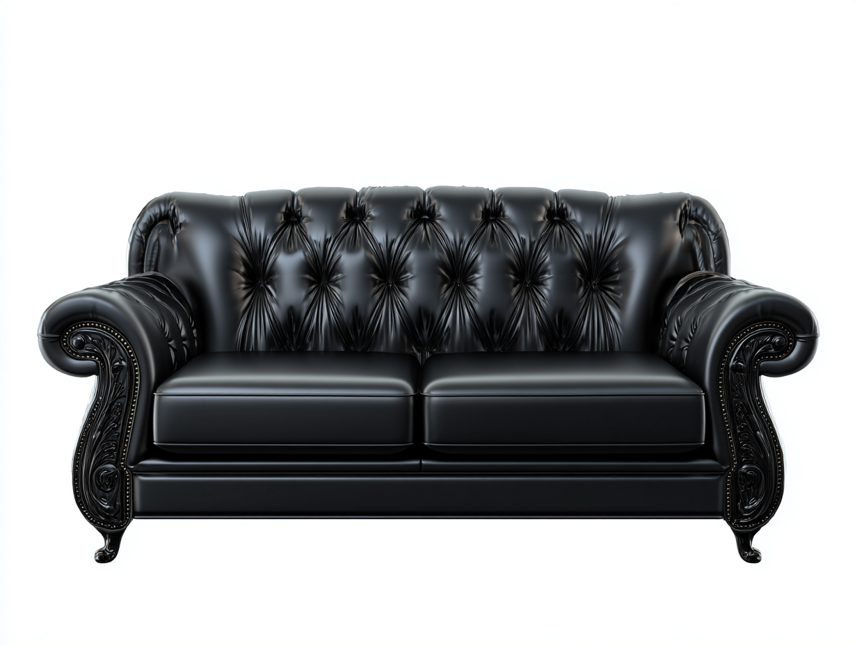Divano a due posti - pelle - 205 x 94 x 92 cm - nero - stile chesterfield classico-Mazosonest