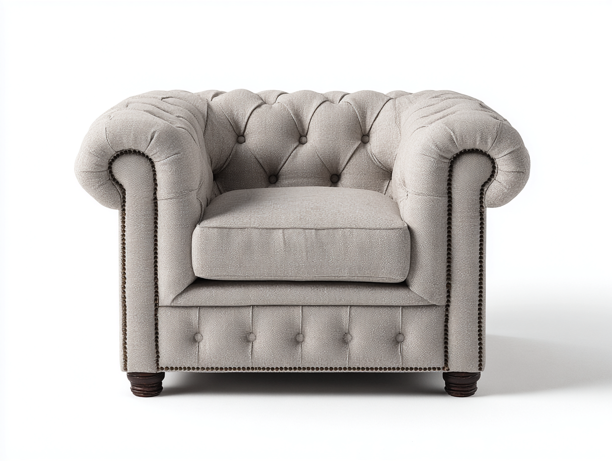 Poltrona - tessuto-legno-metallo - 106 x 95 x 78 cm - beige - stile chesterfield classico-Mazosonest
