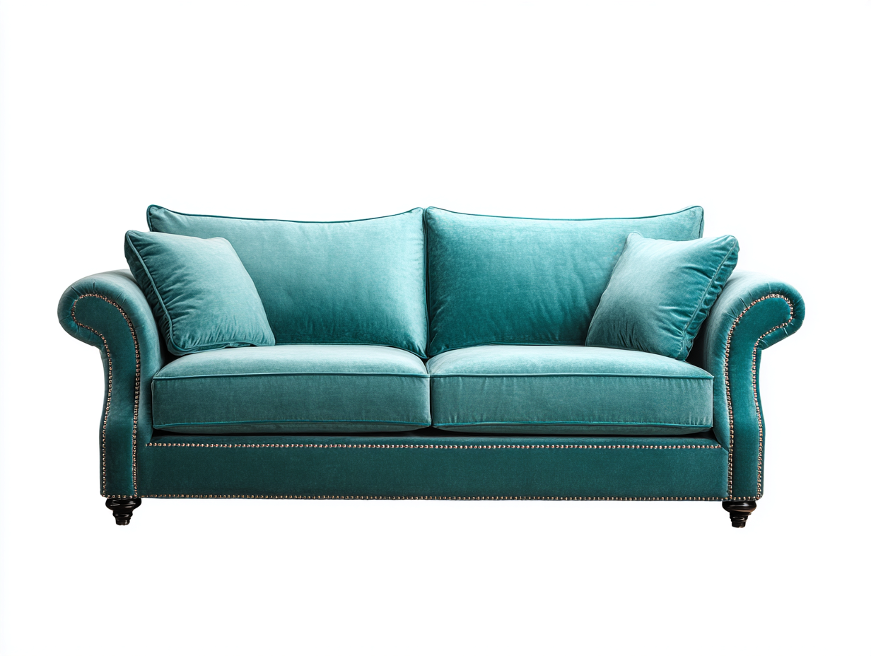 Divano a due posti - velluto-legno-metallo - 200 x 92 x 86 cm - turchese - stile chesterfield moderno-Mazosonest