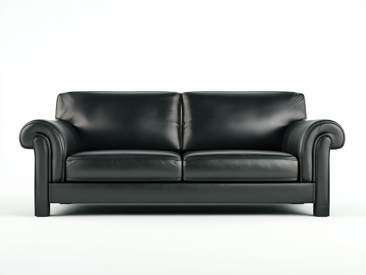 Divano a due posti - pelle-legno - 200 x 91 x 84 cm - nero - stile moderno classico-Mazosonest