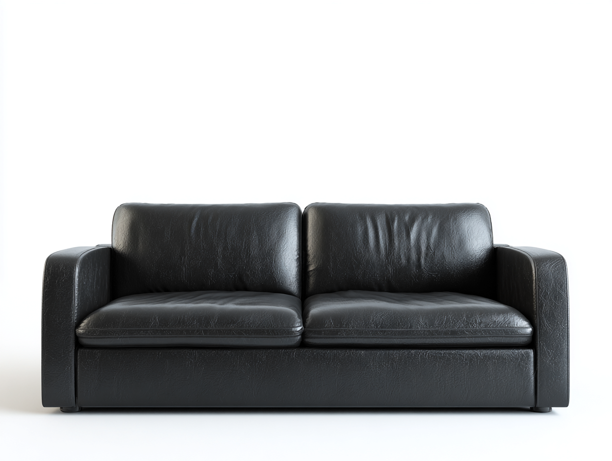 Divano a due posti - pelle-legno - 188 x 89 x 81 cm - nero - stile moderno essenziale-Mazosonest