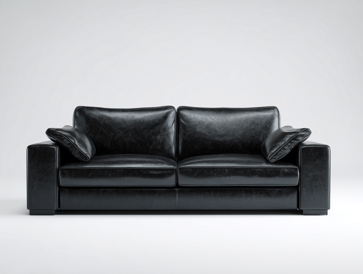 Divano a due posti - pelle-legno - 198 x 90 x 80 cm - nero - stile moderno minimalista-Mazosonest