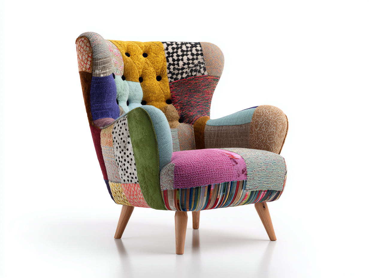 Poltrona - tessuto-legno - 82 x 78 x 104 cm - multicolore - stile patchwork moderno-Mazosonest