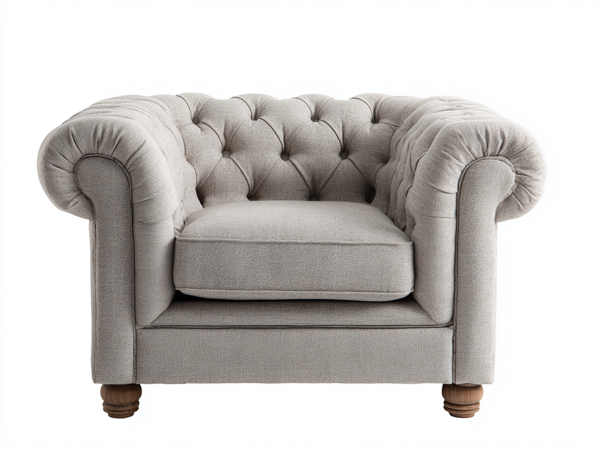 Poltrona - tessuto-legno - 105 x 94 x 77 cm - grigio - stile chesterfield classico-Mazosonest