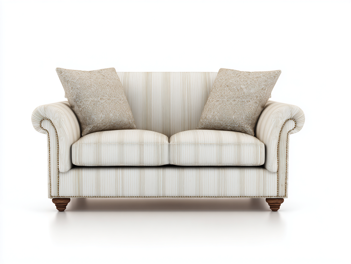 Divano a due posti - tessuto-legno-metallo - 178 x 91 x 87 cm - avorio-beige - stile classico elegante-Mazosonest