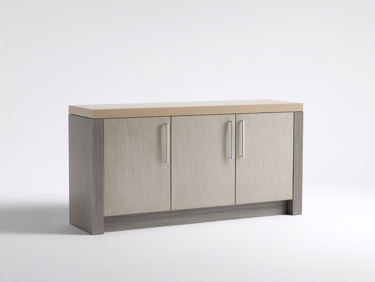 Credenza - legno-metallo - 155 x 42 x 80 cm - naturale-grigio - stile moderno-Mazosonest