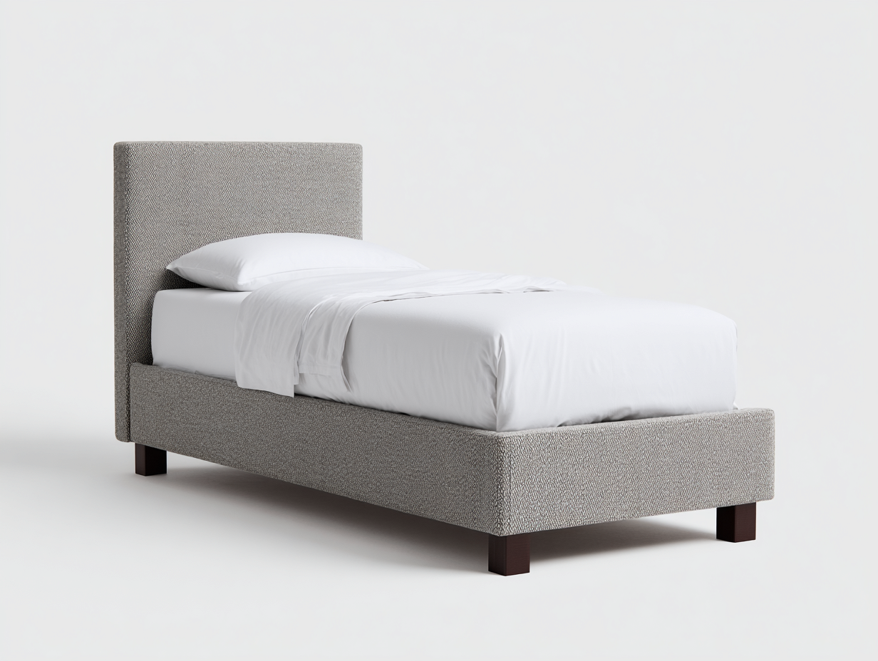 Letto singolo - Tessuto-Legno - 206x100x109 cm - Grigio-Marrone scuro - Moderno-Lotiihome